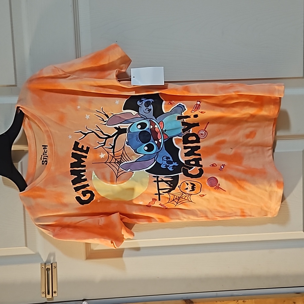 DISNEY STITCH TIE DYE GRAPHIC TEE: ORANGE: NEW WITH TAGS: SIZE XL (14/16)